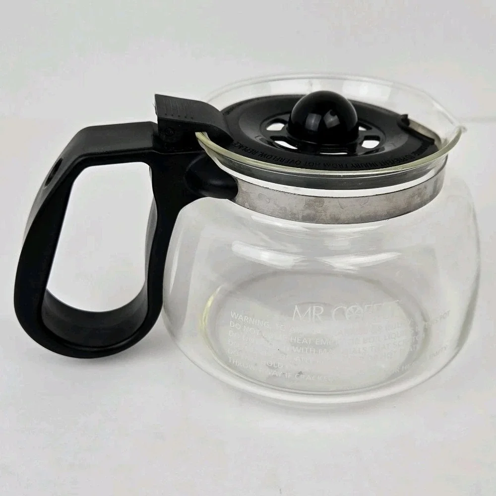 MR COFFEE 4‎ CUP GLASS REPLACEMENT POT CARAFE DECANTER BLACK Lid WITH Handle